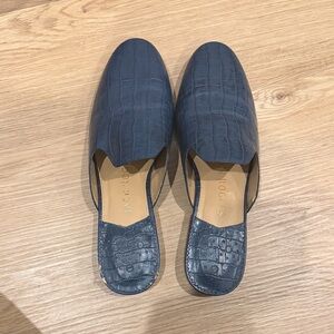 Jack Rogers Navy Croc-Patterned Mules